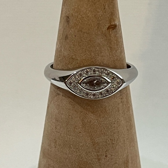 SOLID 925 STERLING SILVER EVIL EYE RING - Picture 1 of 5